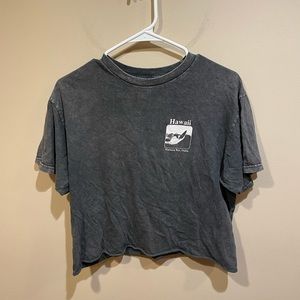 Brandy Melville Charcoal Grey Graphic Cropped Tee